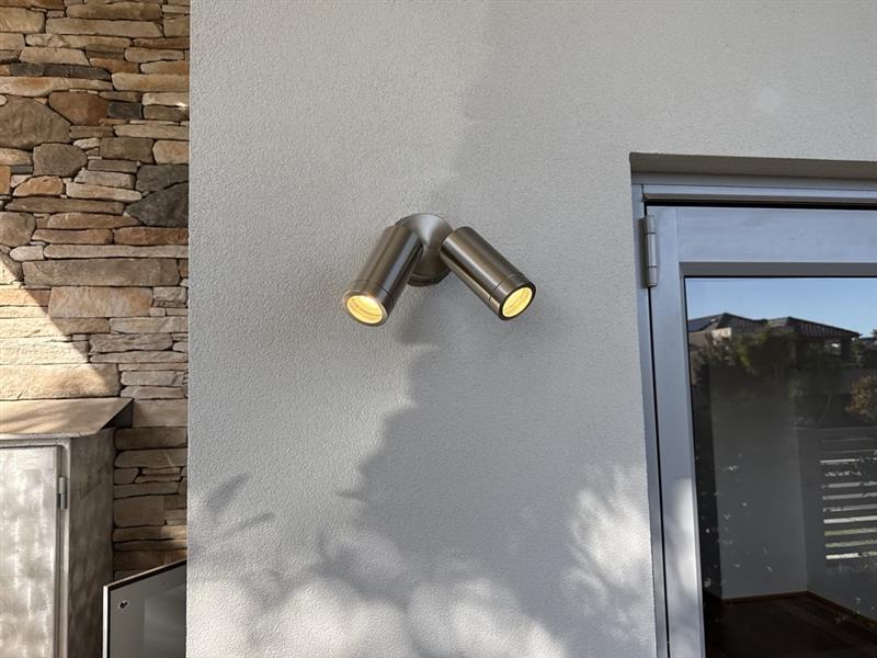Twin stainless steel outdoor wall lights